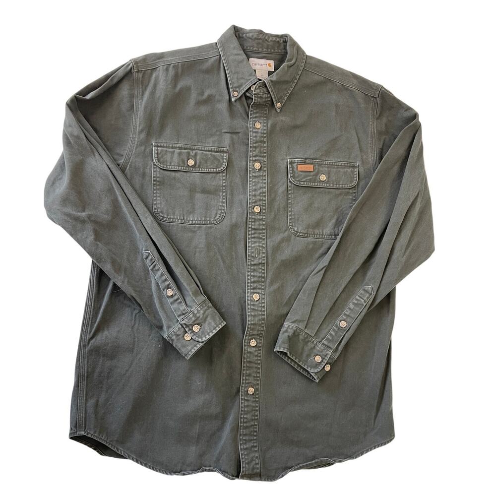 Carhartt Long Sleeve Button Down Cotton Rugged Outdoors‎ Mens Large Tall